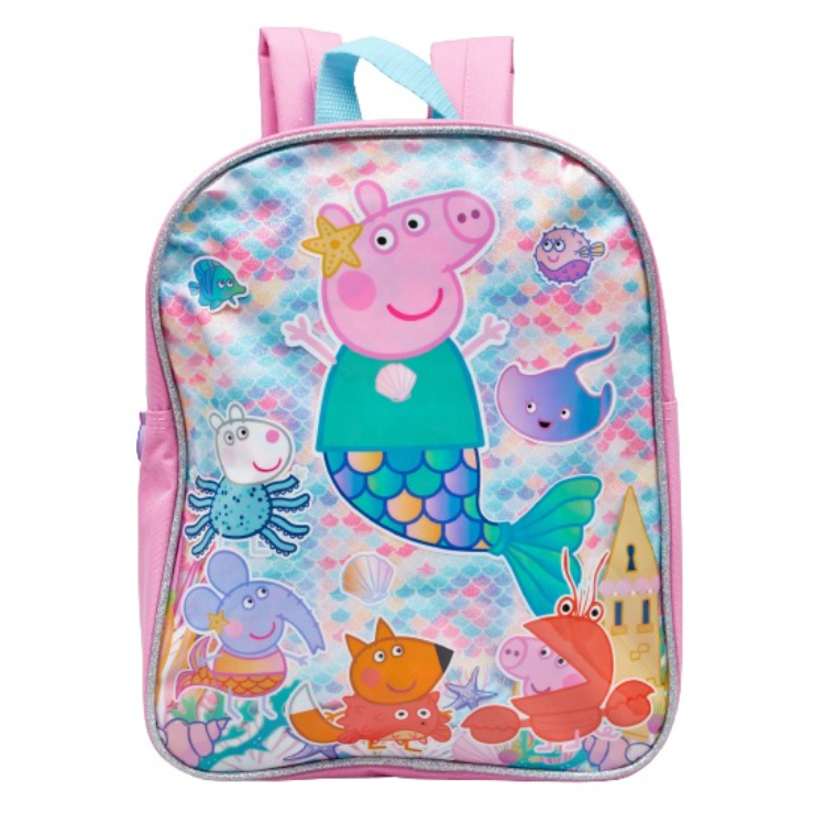 Buy Glitter Background Peppa Pig Sara Mermaid Backpack Online