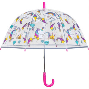 CHILDRENS UNICORN CROWN CLEAR DOME UMBRELLA  (17024)