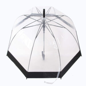 COLOURED BORDER DOME UMBRELLA  - BLACK (3466A)