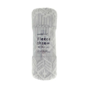 Macrame Design Fleece Throws 120x150cm - Light Grey