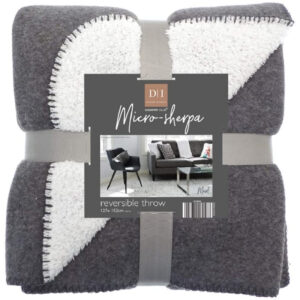 Luxury Warm Sherpa Fleece Reversible Soft Blanket - Grey