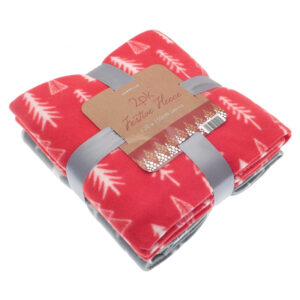 Pack of 2 Festive Design Fleece Throws
