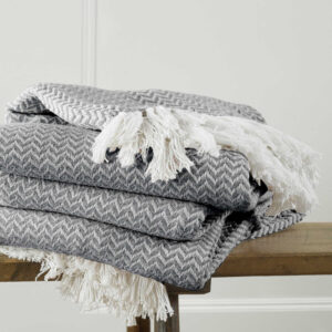 Traditional Safi Design Cotton Throws 228x254cm - Charcoal