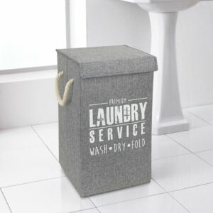 Large "Premium Laundry Service" Design Laundry Hamper - Grey