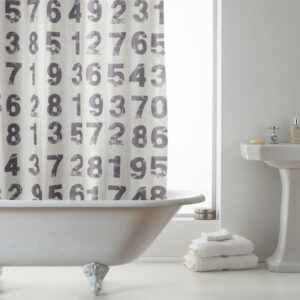 Numbers Design Hookless Shower Curtain Online