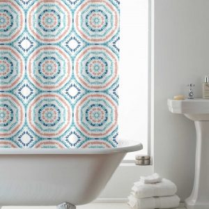 Penny Design Shower Curtain with Rings - Grey