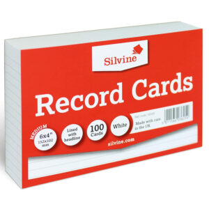 Silvine Record Cards Pack of 100 Ruled White - 6" X 4"