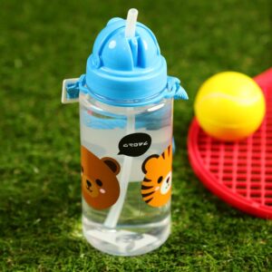 Adoramals Children’s Reusable Water Bottle with Flip Straw