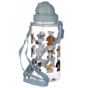 Children's Reusable Water Bottle with Flip Straw - Dog Squad