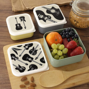 Guitar Set of 3 Lunch Box Snack Pots