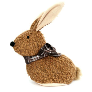 Country Bunny Scarf Design Novelty Doorstop Dark Brown