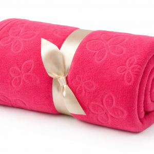 Butterfly Design Fleece Throw Pink