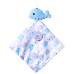 Blue Hugs & Kisses Plush Whale Toy Comforter Blanket