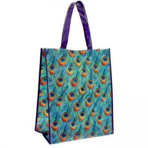 Peacock Feathers Print Shopper Bag