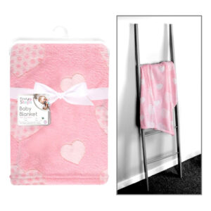 First Steps Pink Hearts Soft Fleece Baby Blanket