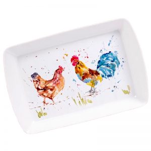 Country Life Collection Melamine Small Tray - Chickens