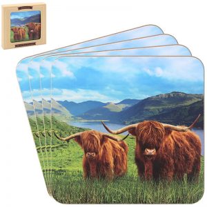 Highland Cow Coasters Set Of 4
