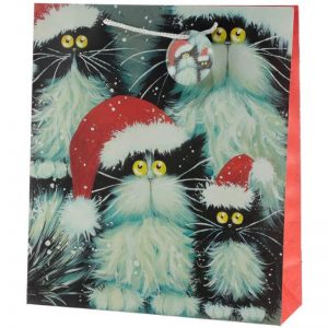 Kim Haskin Black Multi Cats Festive Gift Bag - Large