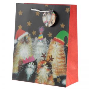Kim Haskin Multi Cats Festive Gift Bag - Medium