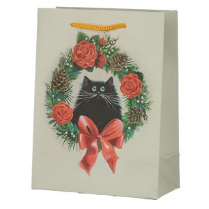 Kim Haskin Black Cat Festive Gift Bag - Small