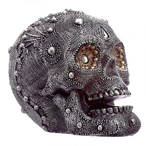 Ornamental Silver Beaded Skull Head SK296