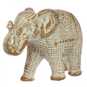 Brushed White and Gold Medium Thai Elephant Figurine ELE23