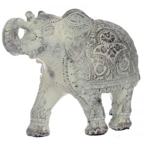 Brushed White Medium Thai Elephant Figurine ELE21