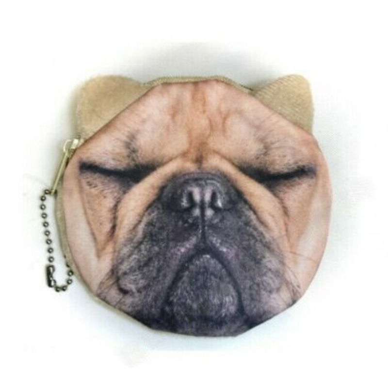 Cute Dog Coin Purse Eyes Closed