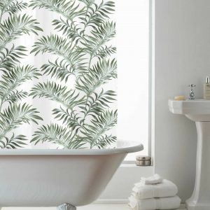 Leaf Design Shower Curtain with Rings