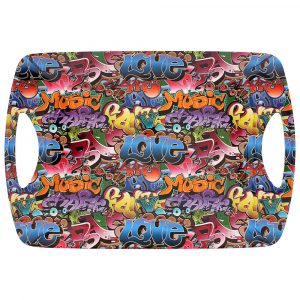 The Leonardo Collection Large Melamine Serving Tray/Food Tray- Graffiti