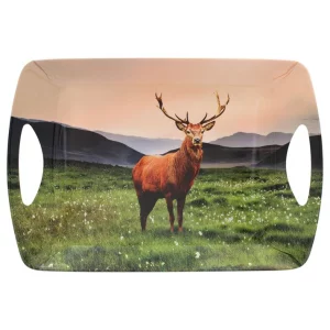 The Leonardo Collection Large Melamine Serving Tray/Food Tray – Stag Brown Background