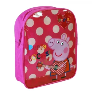 PEPPA PIG ROCKS Polka Dot Pink Kids Children's Backpack School Bag Rucksack 1204