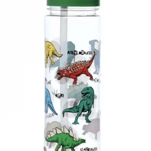 Dinosauria - Kids Drinks Bottle With Flip Straw - Reusable Water Bottle For Girls And Boys With A Carry Hook - Bpa Free - For School Travel - Dinosauria Design - 550ml