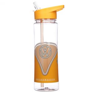 OFFICIAL VW CAMPER KOMBI VAN ORANGE LOGO WATER SPORTS DRINKS BOTTLE WITH STRAW