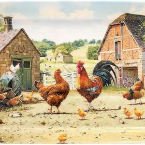 The Leonardo Collection Small Melamine Serving Tray/Food Tray-Cockerel & Hen Farm