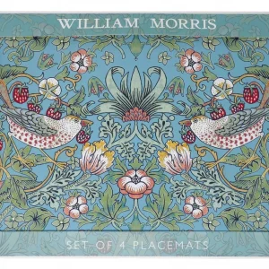 The Leonardo Collection William Morris Strawberry Thief Placemats Set of 4 For Dining | Ideal Kitchen Mats Non Slip Washable Place Mats For Table | Easy to Clean Table Mats For Dinner Plates