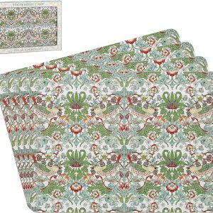 The Leonardo Collection William Morris Strawberry Thief Placemats Set of 4 For Dining | Ideal Kitchen Mats Non Slip Washable Place Mats For Table | Easy to Clean Table Mats For Dinner Plates