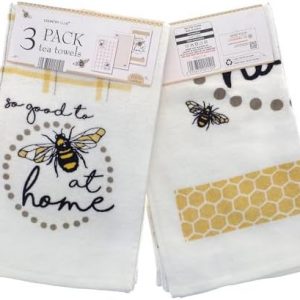 Country Club 100% Cotton Pack of 3 Bee at Home Design Velour Kitchen Tea Towels
