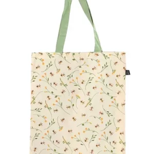 Cotton Woodland Bee Bumblebee Flowers Print Tote Shopping Bag