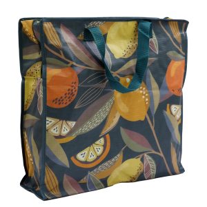 Printed Citrus Zest Storage/Laundry/Shopping Bag with Zip Opening. Durable .Light weight. Foldable. Approx: 45X45X15CM.