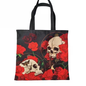 Skull & Roses Cotton Mix Tote Shopping Bag