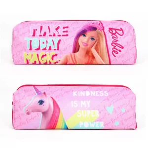 School Pencil Case Pink Girls Rectangular Zipped Back to School -Barbie