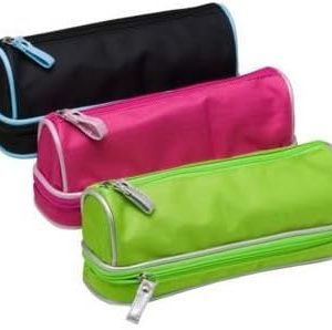 Tiger Barrel Shaped Double Zip Pencil Case Assorted Colour - Lime Green