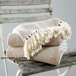 Traditional Cotton Throw – Como Design, Natural, 127 x 152cm