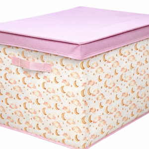 Moon & Stars Storage Box with Lid – Collapsible Home Storage Chest