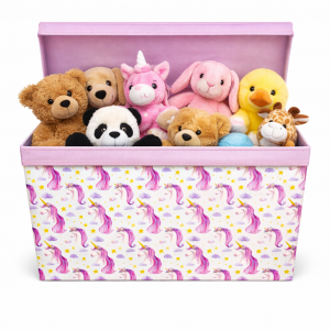 Jumbo Collapsible Kids Toy Storage Box Chest - Unicorns