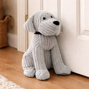 Grey Ribbed Dog Doorstop