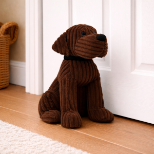 Brown Ribbed Dog Doorstop