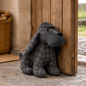 Basset Hound Dog Grey Tweed Doorstop