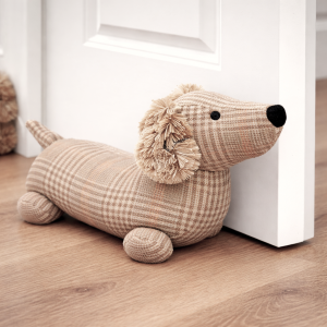 Dachshund Dog Design Novelty Doorstop - Light Brown Tweed